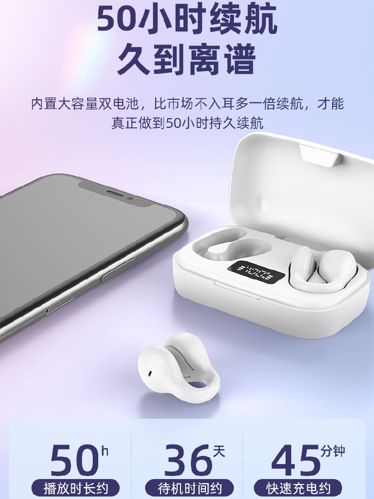 True bone conduction Bluetooth headset wireless motion Super long Endurance No enter Ear clip Hanging ear type high-end run Men's and women's money
